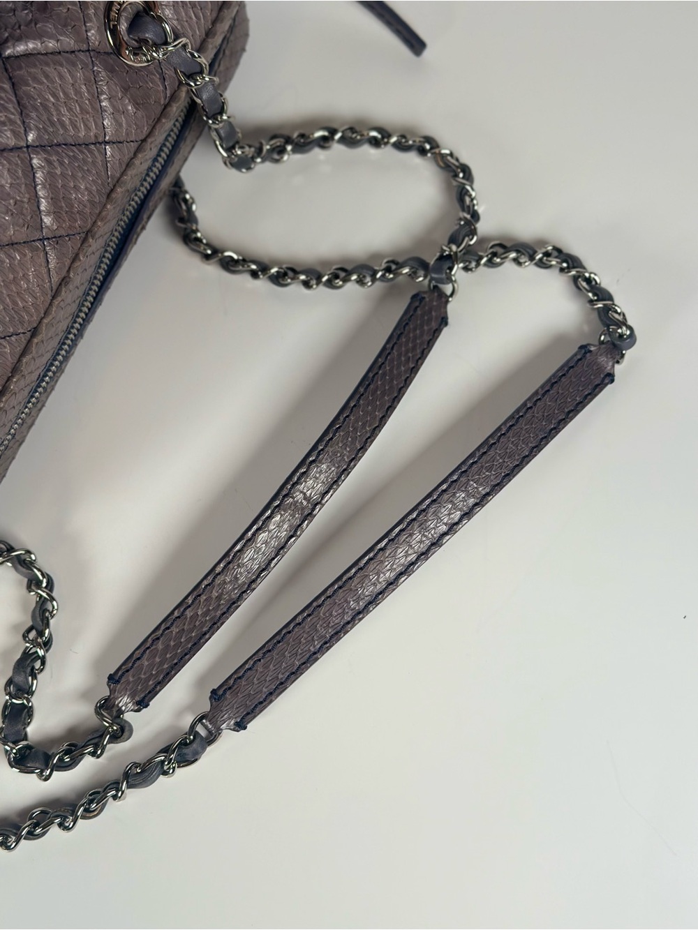 Authentic Python Chanel Metallic Large Shoulder Bag - Picture 11 of 16